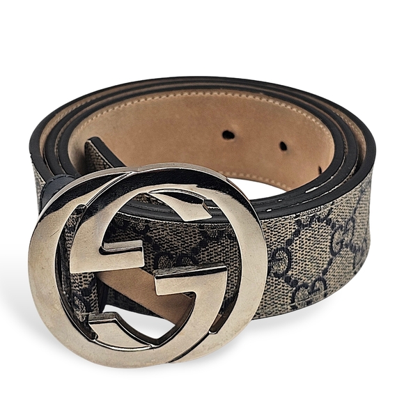 Gucci Black and Tan Monogram Belt